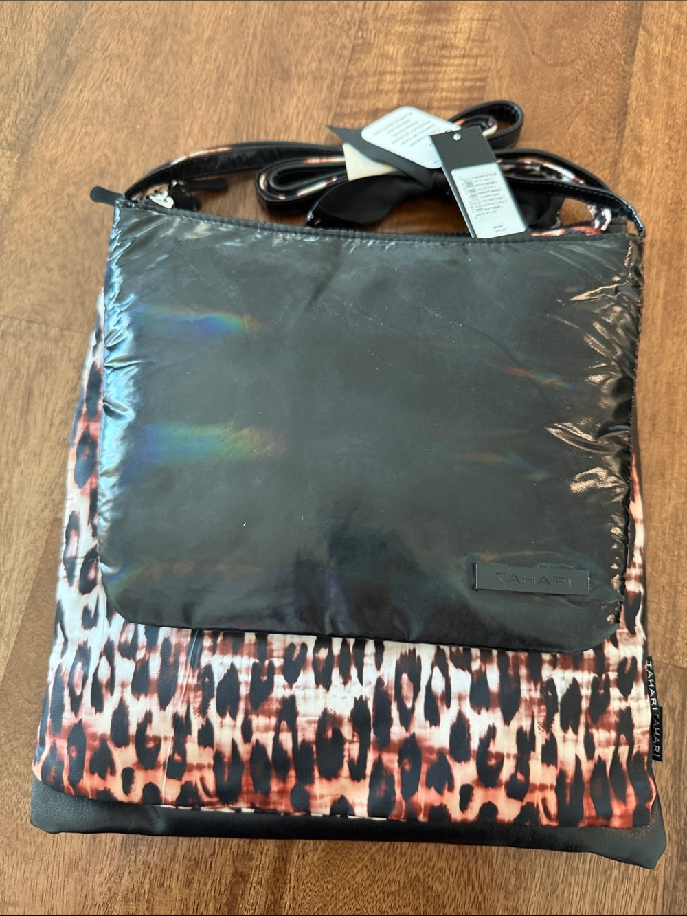 Tahari Black and Leopard-Print Shoulder Bag 3 different sizes